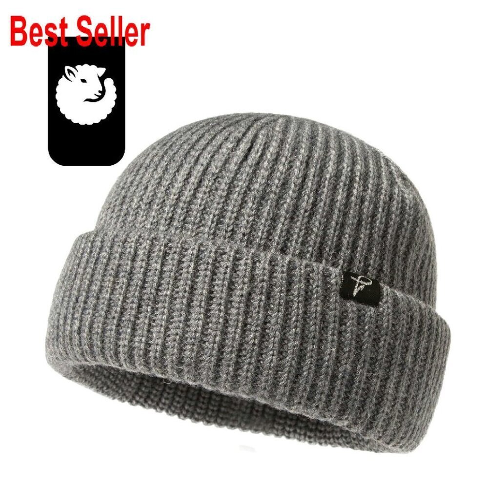 Oversized Merino Wool Blend Fisherman Beanie Lightweight Warm Winter Hat
